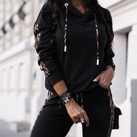 Dam Hoodie & Joggingbyxor i Tracksuit-Set, Långärmad Loungewear, 2-Delar