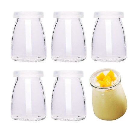 6 stk. 100 ml Yoghurt Pudding Glas Krukker Med Plastiklåg Mini Kop Små Glasflasker Dessertdekorationer