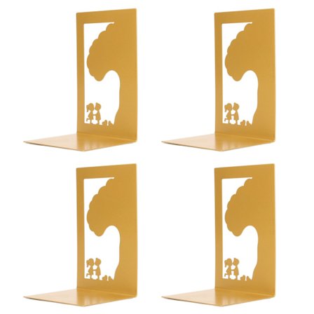 4 stk. bogstøtte, enkel, slank, metal, hul, kraftig, bogstand, skridsikker skumpude, skrivebordsopbevaring, bogreol, barndomsvenskab