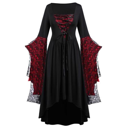 Voksen Punk Gotisk Heks Karneval Cosplay Kostume Heks Vampyr Festkjole Halloween -a Burgundy XL