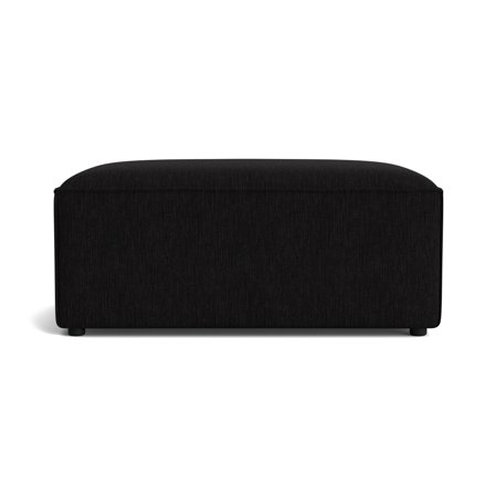 Lissabon Pouf Hocker in Danubio Schwarz, moderner Sitzpouf mit bequemen Schaumstoffschichten für hohen Sitzkomfort, elegantes Design, 42cm