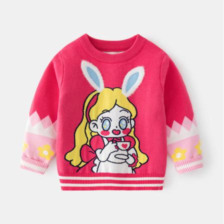 Tröja Med Rund Hals För Flickor Med Printed I Stickade Tröjor