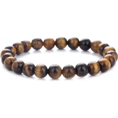 Armband - Litoterapi - Tigeröga - 24 pärlor - Resår - Längd 18 cm