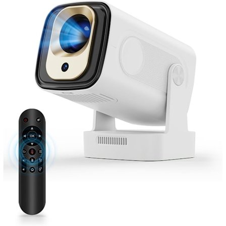 4K Videoprojektor, med WiFi6 BT5.4, 180° Rotasjon Hjemmekino Videoprojektor Autofokus, Fjernkontroll Air Mouse, Stemme