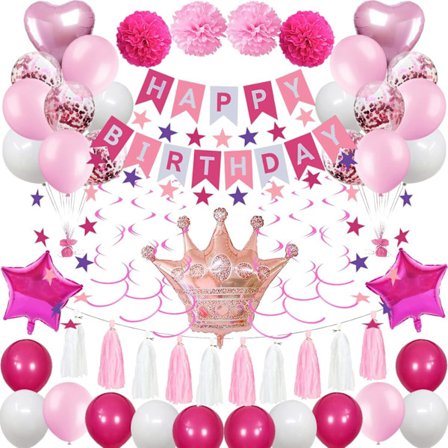 Födelsedagsdekorationer – Grattis på födelsedagen-banderoll + Formad folie