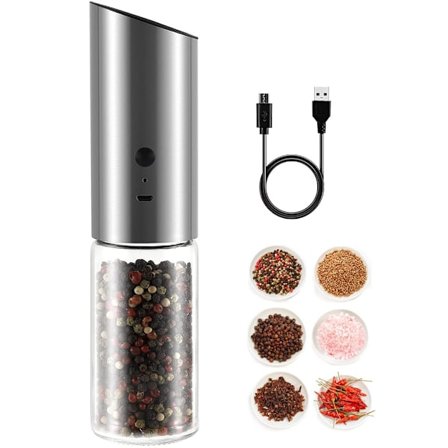 Automatisk salt- och pepparkvarn elektrisk kryddkvarn med LED-lampa justerbar