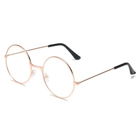 Runde briller med klart glas uden styrke rosé guld