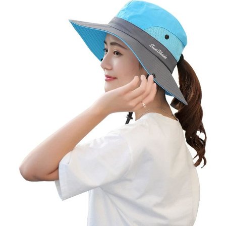 Solhatt Kvinnor Män 3u201d Bred Brätte UPF 50+ Fiske Strand Hink Hattar Skyblue Grå