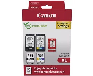 Canon-PG-575XL/CL-576XL / 5437C006 High Paper Multipack-Canon PG-575XL- og CL-576XL-blekkpatroner med fotopapir-Printing ink, toner & paper-