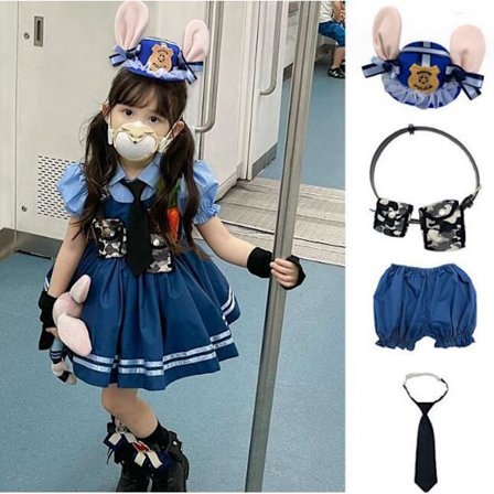 Anime Tegneserie Kanin Politibetjent Pige Cos Tøj