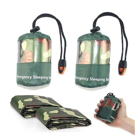 2-pack Nödsovsäck, Vattentät Lättviktig Termisk Överlevnadsfilt Bärbar Nylonsäck Kompatibel Med Camping Vandring Utomhus