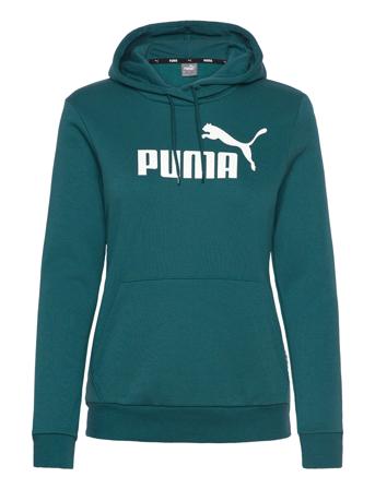 Ess Logo Hoodie Fl Tops Sweatshirts & Hoodies Hoodies Green PUMA