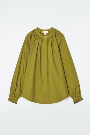 COS Damen Bluse Mit Gerafften Ärmelabschlüssen - Grün