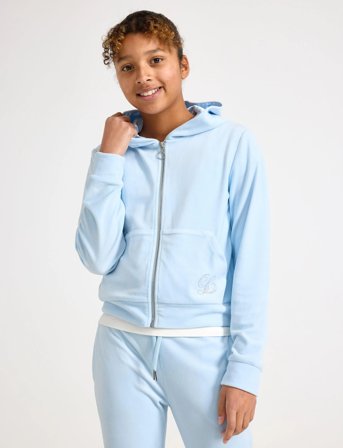 Lindex Sweatshirt Velour With Hoodie - Blue - 128