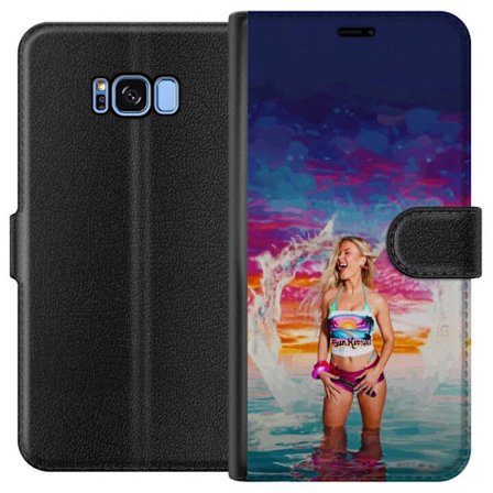 Yhteensopiva Lompakkokotelo Samsung Galaxy S8 Vaalea nainen kirjavia rantavaatteita pelaa meressä auringonlaskun aikaan