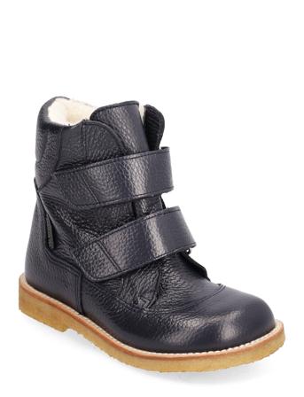 Boots - Flat - With Velcro Vinterstøvler Med Burrebånd Navy ANGULUS