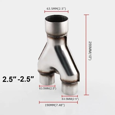 Universal Bil Avgasrör Y-Rör Rostfritt Stål 3-Vägs Röradapter Konrörskoppling~00386