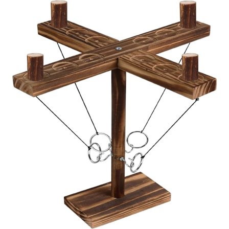 Ringkast Spill Kroker for Voksne Barn, Tre Ringkast Spill, 4 Kroker 4 Ringer, Håndholdt Brettspill, Utendørs Innendørs Ring Pub Spill