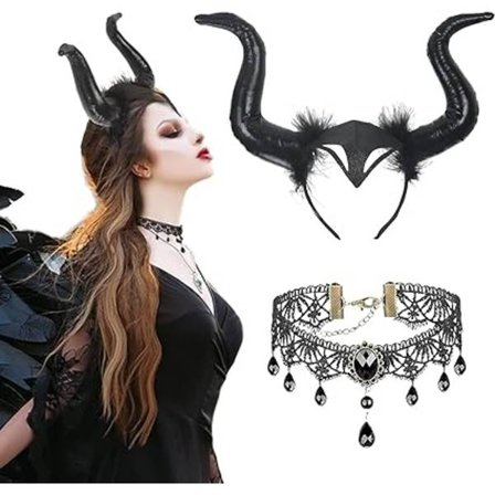 Demon Horn Headband Musta Paholainen Sarvet Musta Paholainen Sarvi Pääpanta w