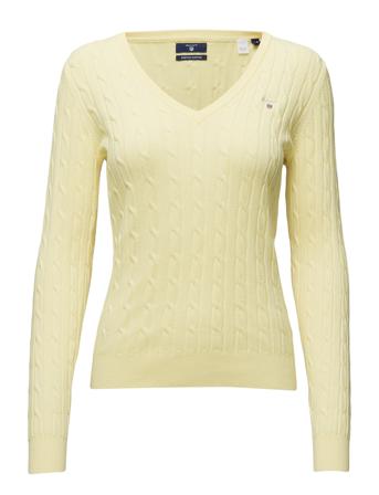 Stretch Cotton Cable V-Neck Villapaita Keltainen GANT