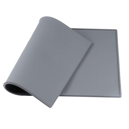 Vattentät silikon husdjursskål matta 19 * 12 tum, ljusgrå tjock