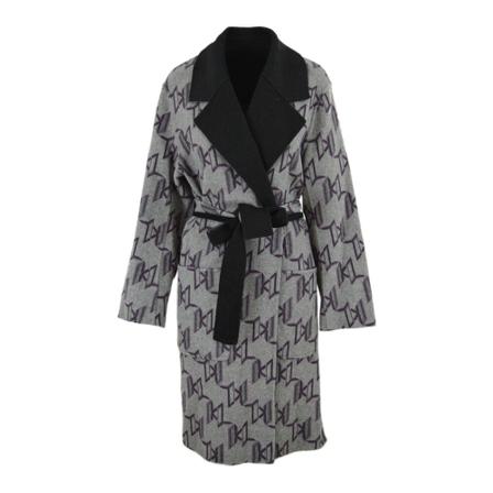 Karl Lagerfeld Belted Coats Grå, Dame Uldfrakker