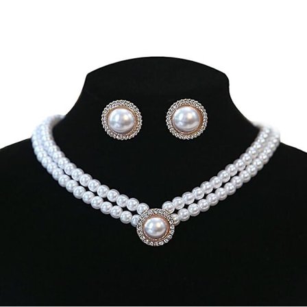 Perlehalskæde Vintage Bryllup Perlehalskæde Øreringe Smykkesæt