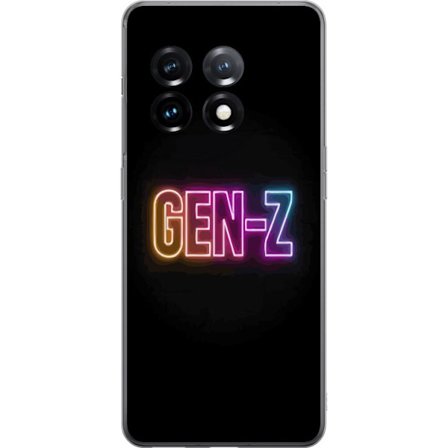 Kompatibel Mobilcover til OnePlus OnePlus 11R Neontekst Gen Z i farverigt lys mod en mørk baggrund i moderne digital stil