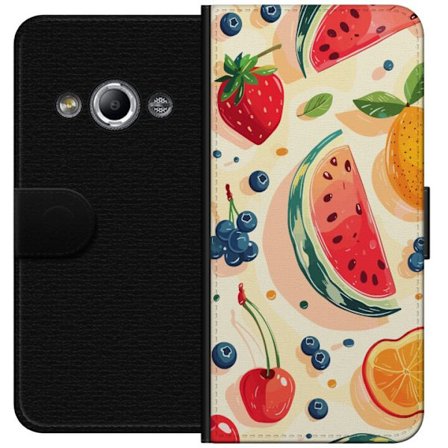 Kompatibel Tegnebogsetui til Samsung Galaxy Xcover 3 Legesyg frugtillustration med vandmelon, citrus, jordbær, kirsebær og bær