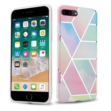 Fodral till Apple iPhone 7 PLUS / 7S PLUS / 8 PLUS i regnbågsmarmor nr 11 - CADORABO - Silikon TPU