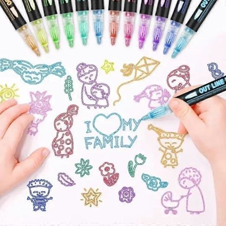 24/12-värinen kaksiviivainen ääriviivakynä taidekynä DIY-graffiti ääriviivakynä korostuskynä leikekirja päiväkirja julistekortti