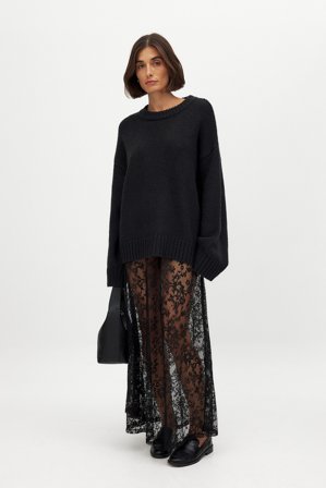 NA-KD Lace Maxi Skirt - Jupes Trapèze - Noir - XS