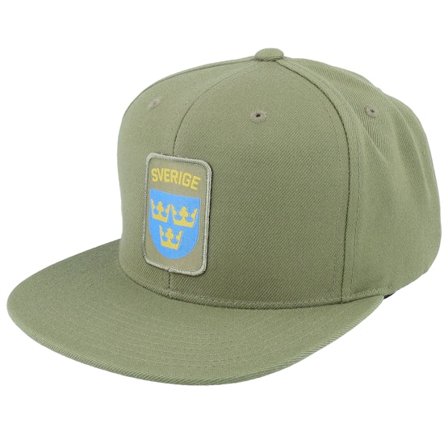 Army Head - Zelená snapback Kšiltovka - Sverige Sweden Army Badge Olive Snapback @ Hatstore