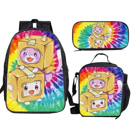 Lankybox Tecknad filmtryck Skolväska Dagis Lunchväska Axelväska Student Pencil Bag Ryggsäck - Perfet