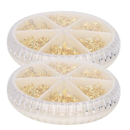 2 boks stilig neglekunstdekorasjon DIY metall skinnende negle ornamenter DIY manikyr verktøy #2