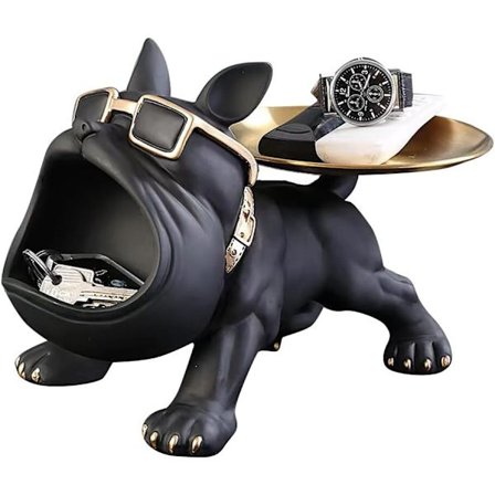 Bulldog bricka modern dekor hartsstaty bricka förvaring nyckelhållare godis smycken örhängen bricka figur godisskål