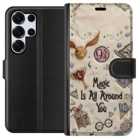 Kompatibel Tegnebogsetui til Samsung Samsung Galaxy S25 Ultra Broderet magisk illustration med symboler, citater og eventyrinspireret fantasi der skab