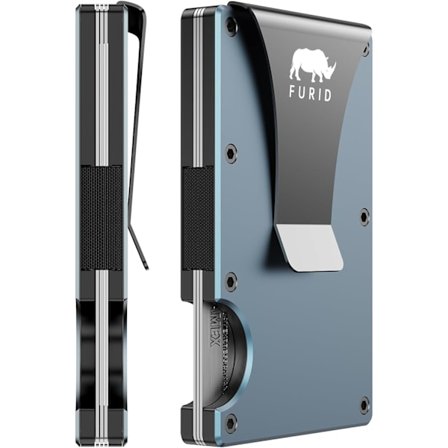 RFID-pung til mænd, slank: Pung til forlommen med pengeseddelklemme, minimalistisk pung til mænd, pung til kreditkort til mænd