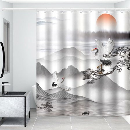 Suojusverho 180x180cm, Maisemakuvio Yksinkertainen Vedenpitävä Suojusverho Vedenpitävä Kylpyhuoneverho