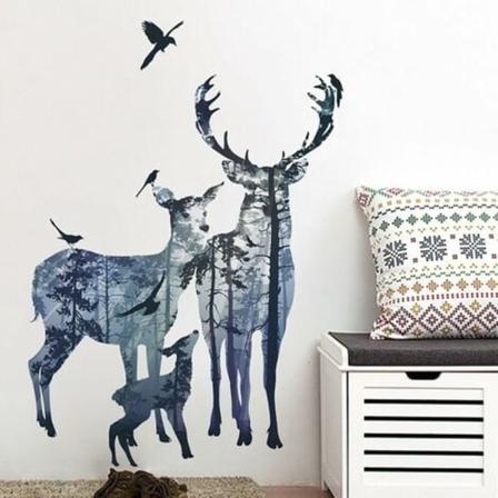 Väggdekaler 78x109cm dekorativa självhäftande väggdekaler djur skogsfåglar träd Deco för vardagsrum sovrum kitc