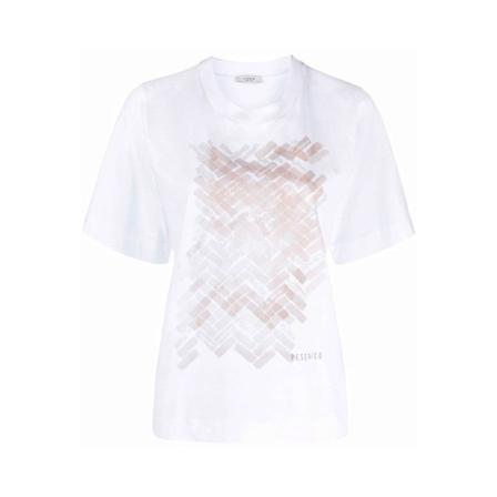 Peserico Graphic print T-shirt , Wit , Dames , Maat: L