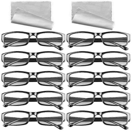 10/20 Par Læsebriller, Sort, 1.0 til 4.0 Grader, Unisex, DE10/20 Par Læsebriller, Sort