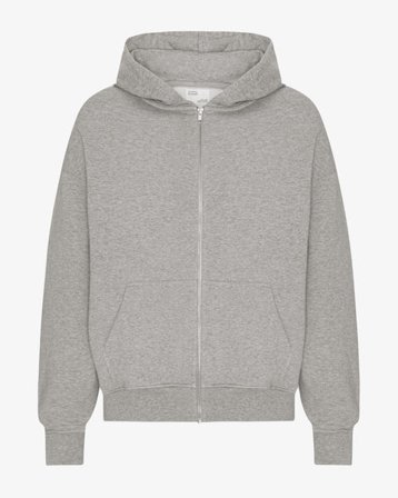 Organic Oversized Zip Hood - Heather Grey - Male - M