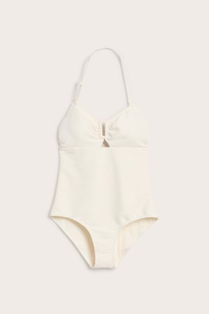Kappahl | Bandeau-badedrakt med struktur Offwhite XL | Offwhite