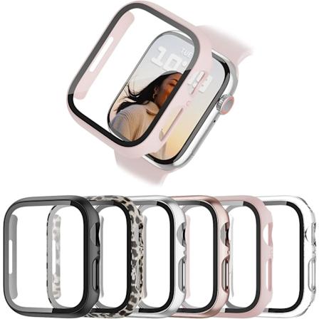 6-pakks etui for Apple Watch Series 3/2/1 38 mm med herdet glass 6-pakks 2 Y