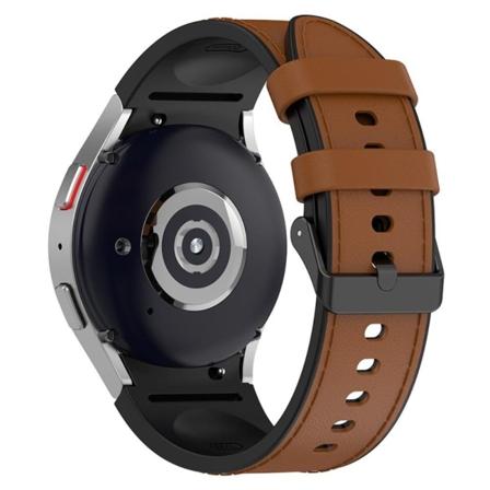 Samsung Galaxy Watch 5 / 4 / 3 (41mm) silikone i læder urrem med sort spænde - Sort Størrelse: L Brown
