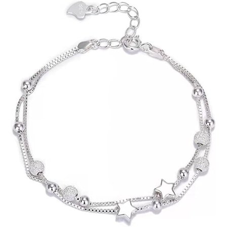 1 st 2 i 1 Damstjärnarmband Massiva silverkedjor Armband för