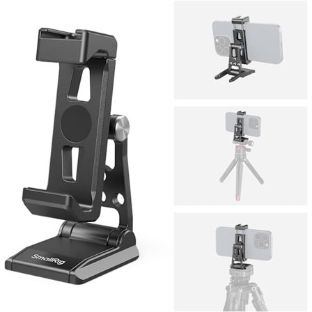 SMALLRIG Metall Telefon Stativfeste, Mobiltelefonfeste med Hurtigkoblingsadapter for Arca-Swiss, Multifunksjonell Telefonholder for Arca-Type T