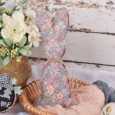 Påsktyg Kaninprydnader Tryckt tygkanin GRÅ L grå