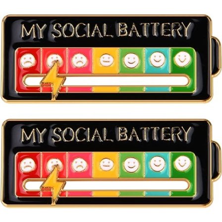 My Social Battery -rintaneulat, hauskat sosiaalisen mielialan neulat 7 päiväksi, interaktiiviset mielialaneulat säädettävällä liukusäätimellä, luova 